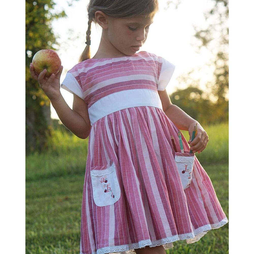 Well Dressed Wolf Antique Brick Red ABC 123 School Dress Size 8